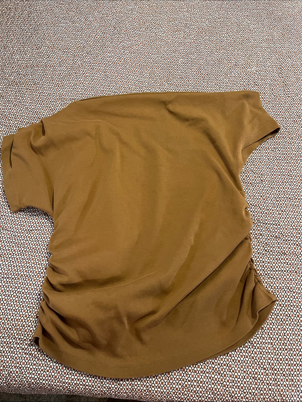 LOFT Short Sleeve Ruched Side Top - Camel Brown